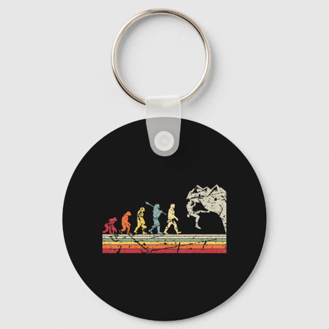 Rock Climbing Human Evolution Vintage Climber  Key Ring (Front)