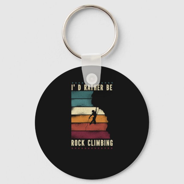 Rock Climbing Id Rather Be Rock Climbing Retro Vin Key Ring (Front)