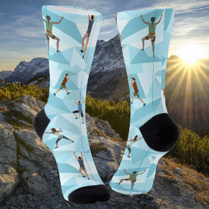 Rock Climbing in Blues Crew Socks