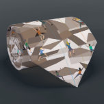 Rock Climbing in Browns Neck Tie<br><div class="desc">A design of people rock climbing on a geometric brown background. Original design by Night Owl's Menagerie,  2023.</div>