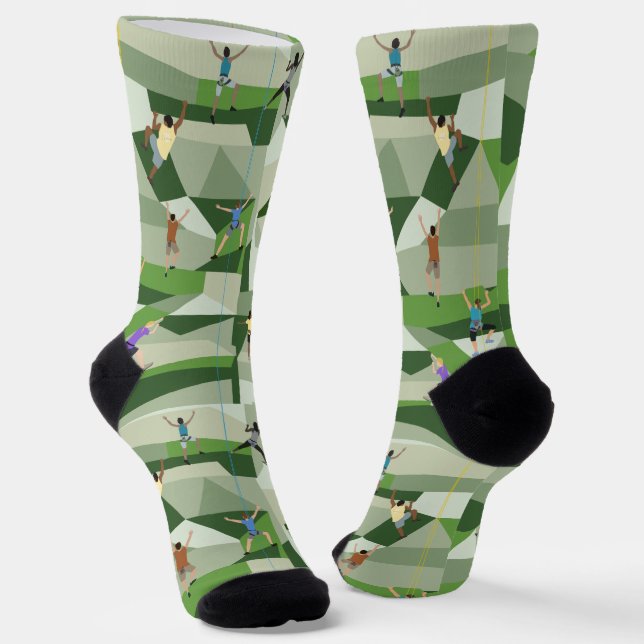 Rock Climbing in Greens Crew Socks (Angled)