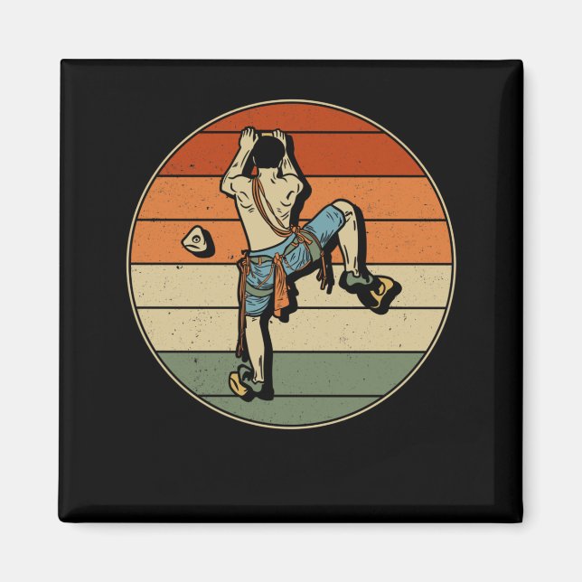 Rock Climbing Indoor Retro Mountain Climber Magnet (Front)