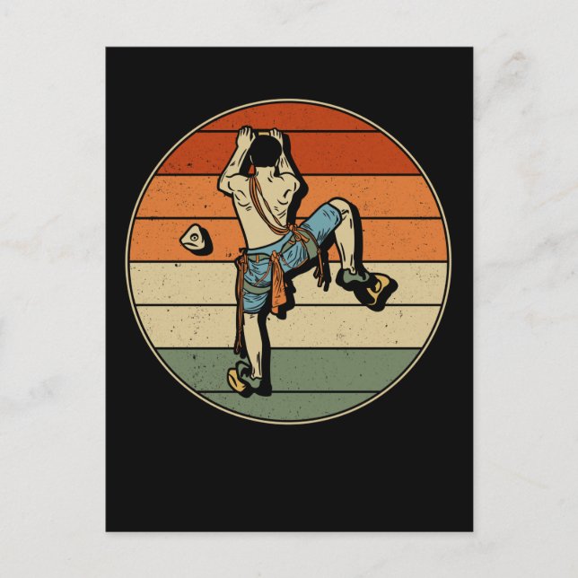 Rock Climbing Indoor Retro Mountain Climber Postcard (Front)