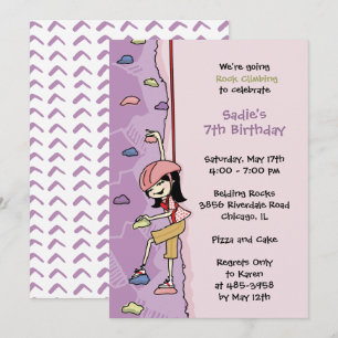 Rock Climbing Invitation: Black Hair Birthday  Invitation