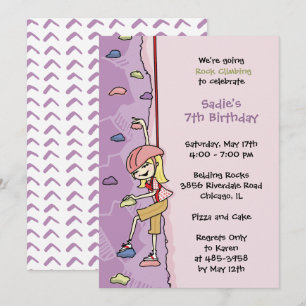 Rock Climbing Invitation: Blonde Hair Birthday  Invitation