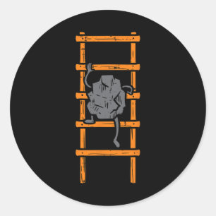 Rock Climbing Ladder Funny Climber Bouldering Kids Classic Round Sticker