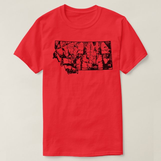 Rock Climbing Montana Rock Climber State Map Climb T-Shirt (Design Front)