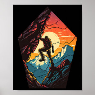 Rock Climbing Mountain Indoor Outdoor Bouldering R Poster