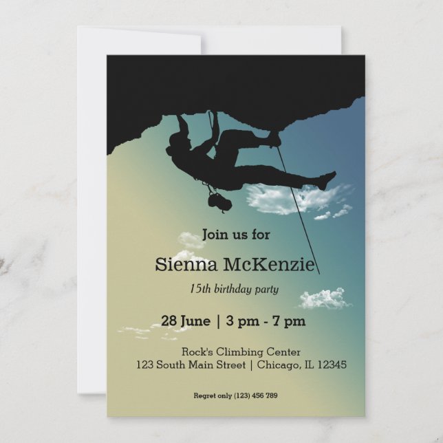 Rock Climbing Party Invitation (Front)