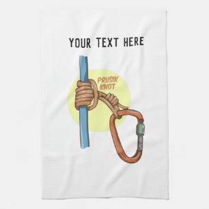 Rock climbing prusik hitch tea towel