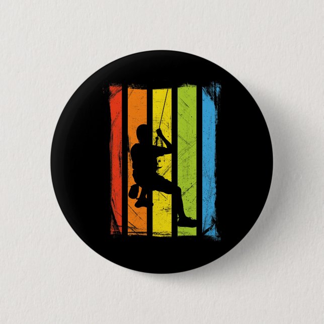 Rock Climbing Rainbow Distressed Design  6 Cm Round Badge (Front)