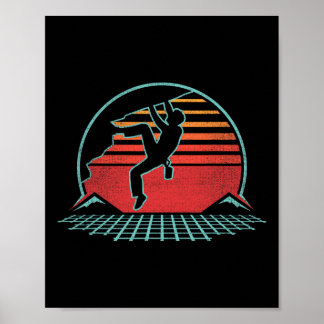 Rock Climbing Retro Vintage Bouldering 80s Style G Poster