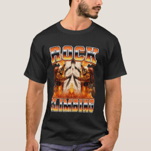 Rock Climbing Rock Climber Bouldering Skeleton 90s T-Shirt