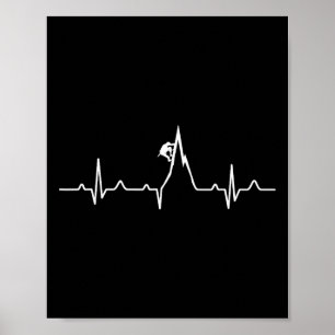 Rock Climbing Shirt Mountain Heartbeat Gift Poster