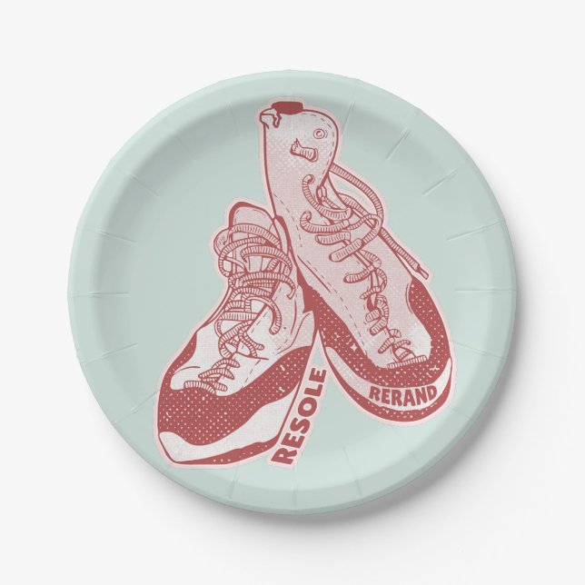 Rock climbing shoes resole paper plate (Front)
