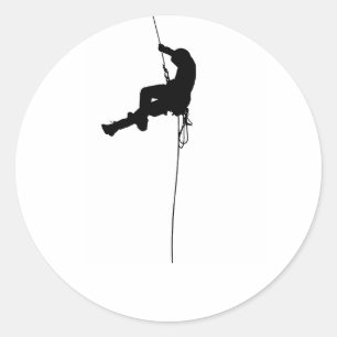 Rock Climbing Silhouette Minimalist Design Classic Round Sticker