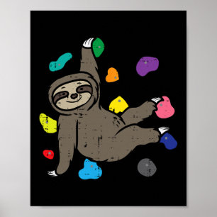 Rock Climbing Sloth Cute Climber Boys Girls Kids W Poster