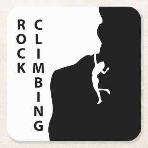 Rock climbing square paper coaster