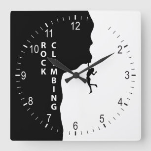 Rock climbing square wall clock