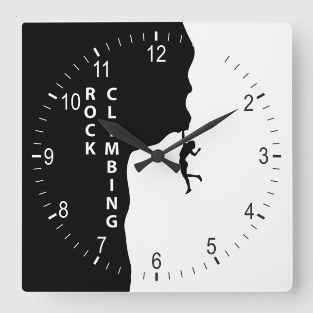 Rock climbing square wall clock (Front)