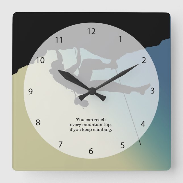 Rock Climbing Square Wall Clock (Front)