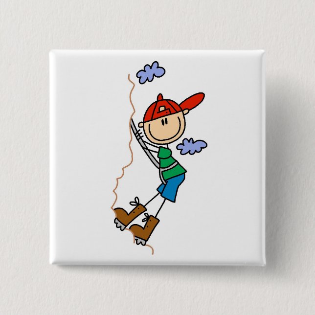 Rock Climbing Stick Figure 15 Cm Square Badge (Front)