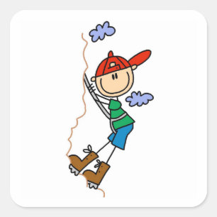 Rock Climbing Stick Figure Square Sticker