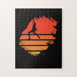 Rock Climbing sunset bouldering womens climber gif Jigsaw Puzzle