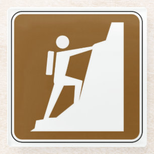 Rock Climbing Symbol Sign Glass Coaster