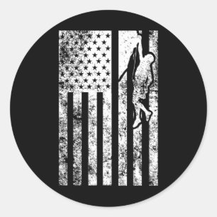 Rock Climbing T Shirt - Rock Climbing Flag Shirt Classic Round Sticker