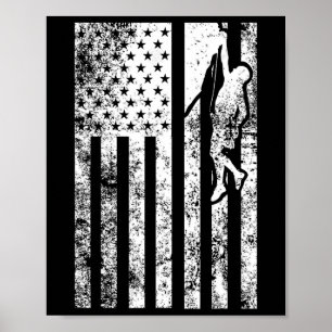 Rock Climbing T Shirt - Rock Climbing Flag Shirt  Poster