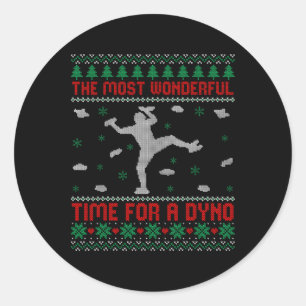 Rock Climbing Ugly Christmas Sweater Funny Indoor Classic Round Sticker