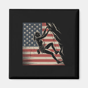 Rock Climbing Usa Flag Vintage Rock Climber 4th Of Magnet