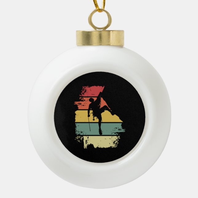 Rock Climbing Vintage Ceramic Ball Christmas Ornament (Front)