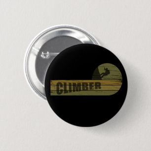 Rock climbing vintage climber 6 cm round badge