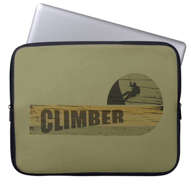 Rock climbing vintage climber laptop sleeve (Front)