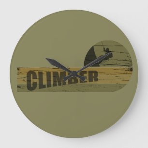 Rock climbing vintage climber large clock