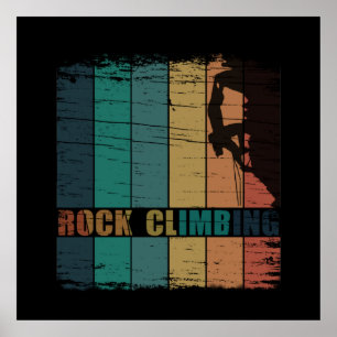 Rock climbing vintage climber poster