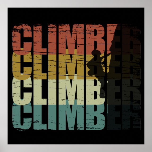Rock climbing vintage climber poster (Front)