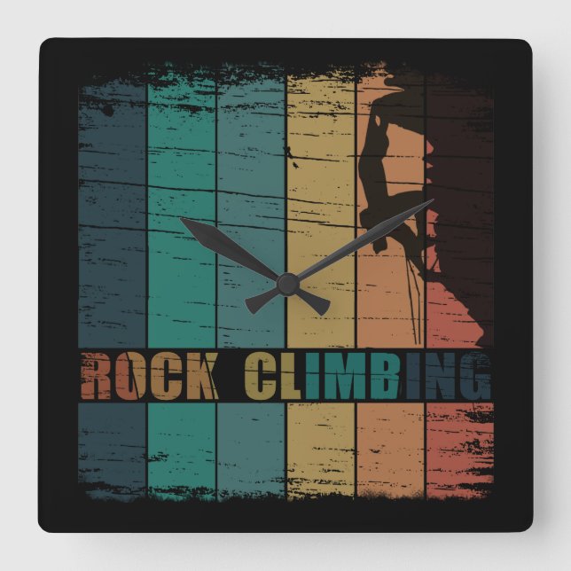 Rock climbing vintage climber square wall clock (Front)