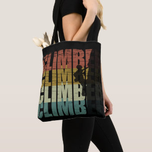 Rock climbing vintage climber tote bag