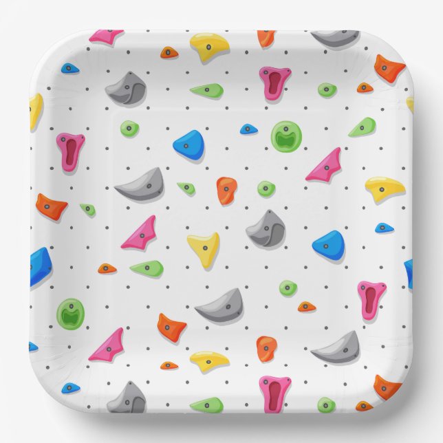 Rock Climbing Wall Birthday Paper Plate (Front)