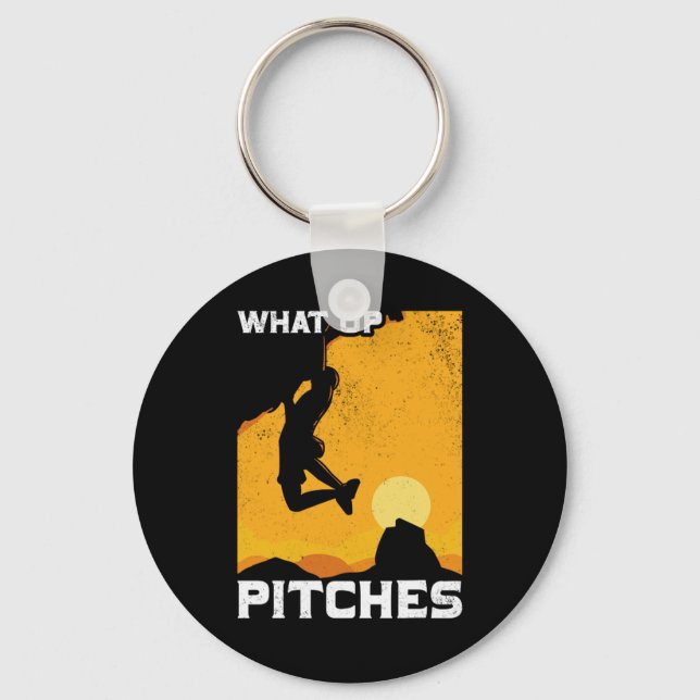 Rock Climbing What Up Pitches Key Ring (Front)