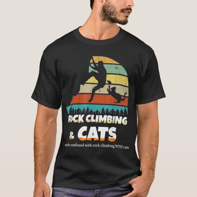 Rock Climbing With Cats vintage T-Shirt (Front)