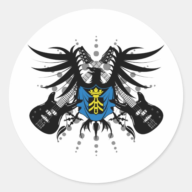 Rock Coat of Arms Classic Round Sticker (Front)