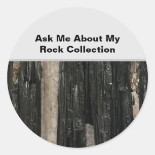 Rock Collector Humour Black White Crystal Stone Classic Round Sticker