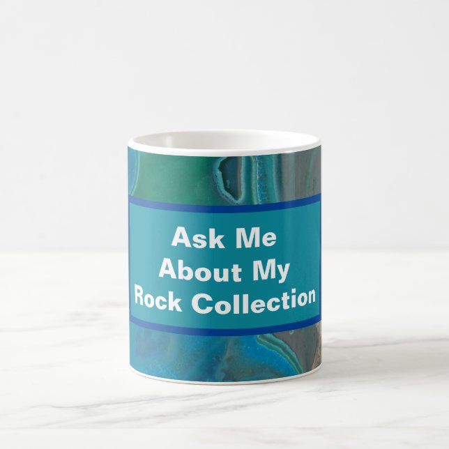 Rock Collector Humour Blue Green Marbled Stone Coffee Mug (Center)