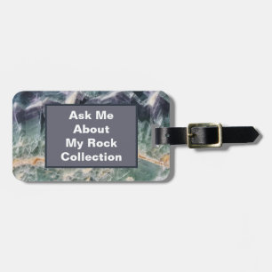 Rock Collector Humour Purple Green Polished Stone Luggage Tag