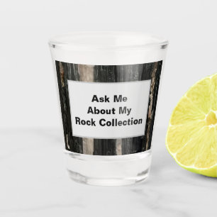 Rock Collector Humourous Black White Striped Stone Shot Glass