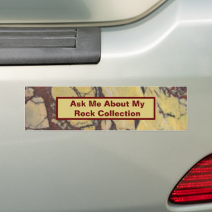 Rock Collector Humourous Yellow Red Marbled Stone Bumper Sticker